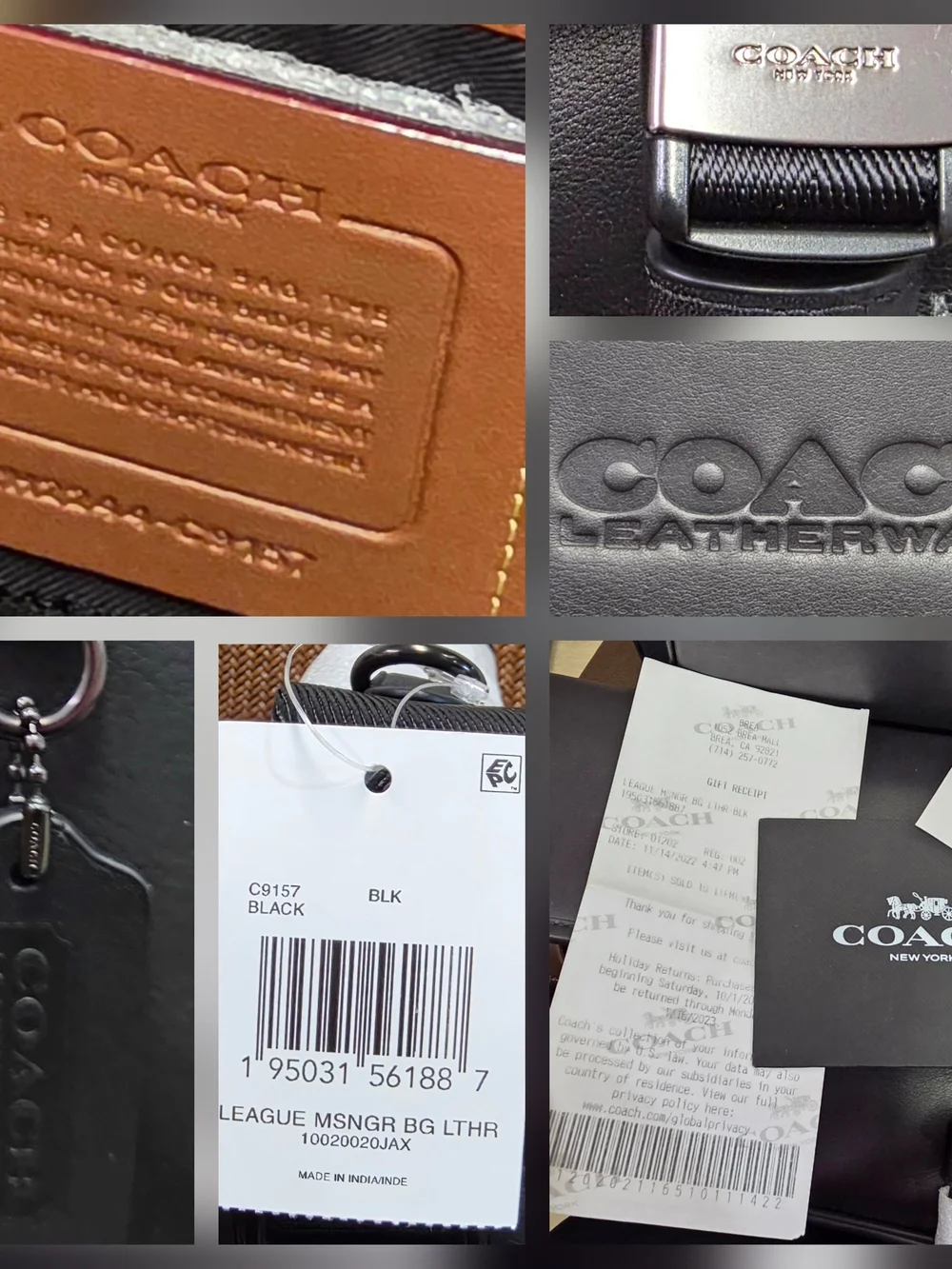 COACH League Messenger Bag in Black (Style C9157) FULL INCLUSION